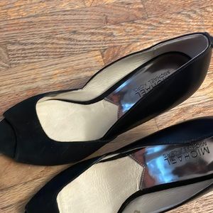 Black Michael Kors open toe heels!